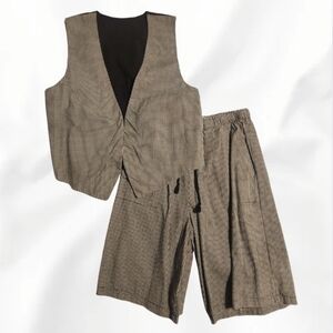 Checkered Vest and Shorts Set